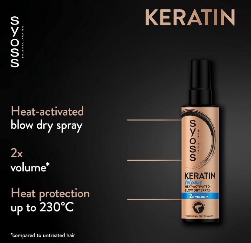 Syoss Keratin Volume heat protection hair spray for maximum volume 200 ml