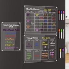3 Pack Acrylic Calendar for Fridge, Magnetic Calendar for Refrigerator, 16"x1...