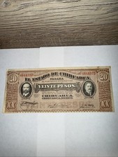 Pancho Villa Mexico Revolution Veinte 20 Pesos Large banknote 4-1-1915 Chihuahua