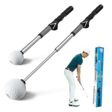 Right-Handed Retractable Golf Swing Trainer with Click Feedback
