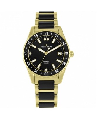 JACQUES LEMANS Men Analog Quartz Casual Watch Classic Dress Black Dial Waterproo