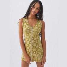 Urban Outfitters Women's Freya Linen Collared Mini Dress Medium Celestial EUC