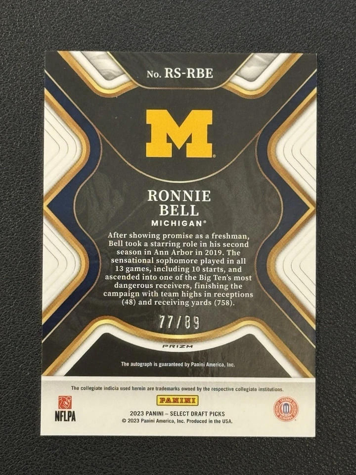 2023 PANINI SELECT DRAFT PICKS RONNIE BELL SIGNATURES RC AUTO /89 - Image 2 of 3