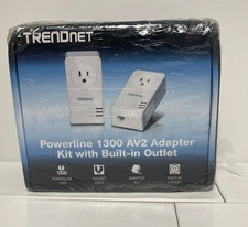 TRENDnet TPL-423E2K Powerline 1300 AV2 Adapter Kit with Built In Outlet-NEW