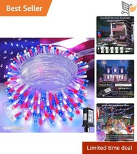 Patriotic String Lights 200 LED 66ft Red White Blue 13 Modes Waterproof Indoo...