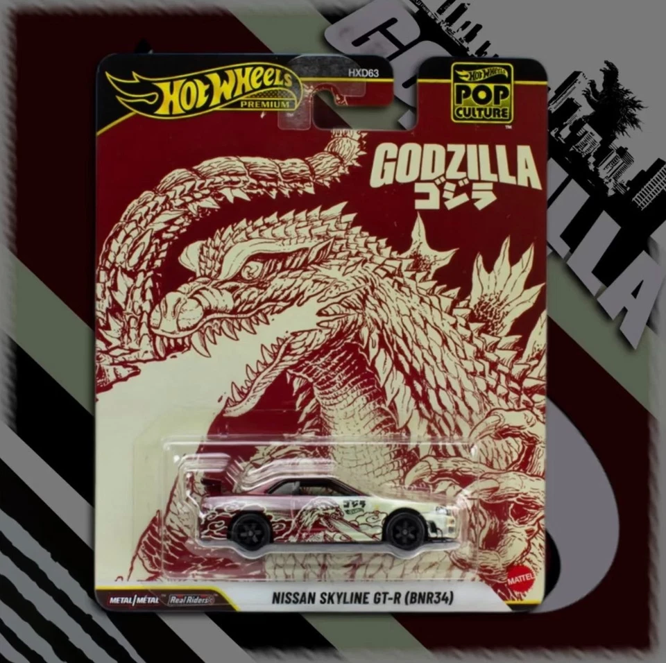 Modelo de coche Hot Wheels Godzilla Nissan Skyline GT-R (BNR34) Pop Culture 2026-N Foto 3 de 3