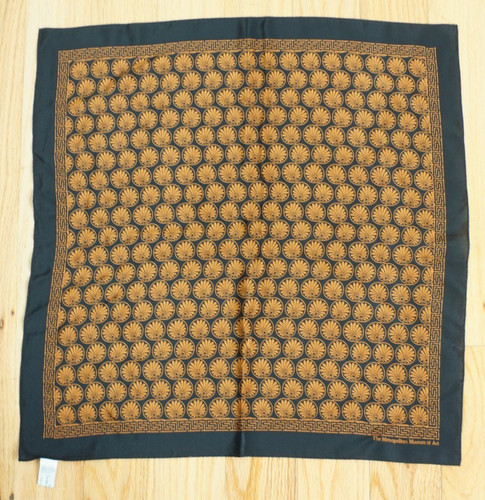 The Metropolitan Museum of Art 100% Silk Greek Palmette Scarf Black Copper 20.5"