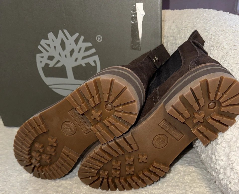 Timberland Womens Courmayeur Valley Chelsea Brown Nubuck Leather Ankle Booties 7 - Image 3 of 4