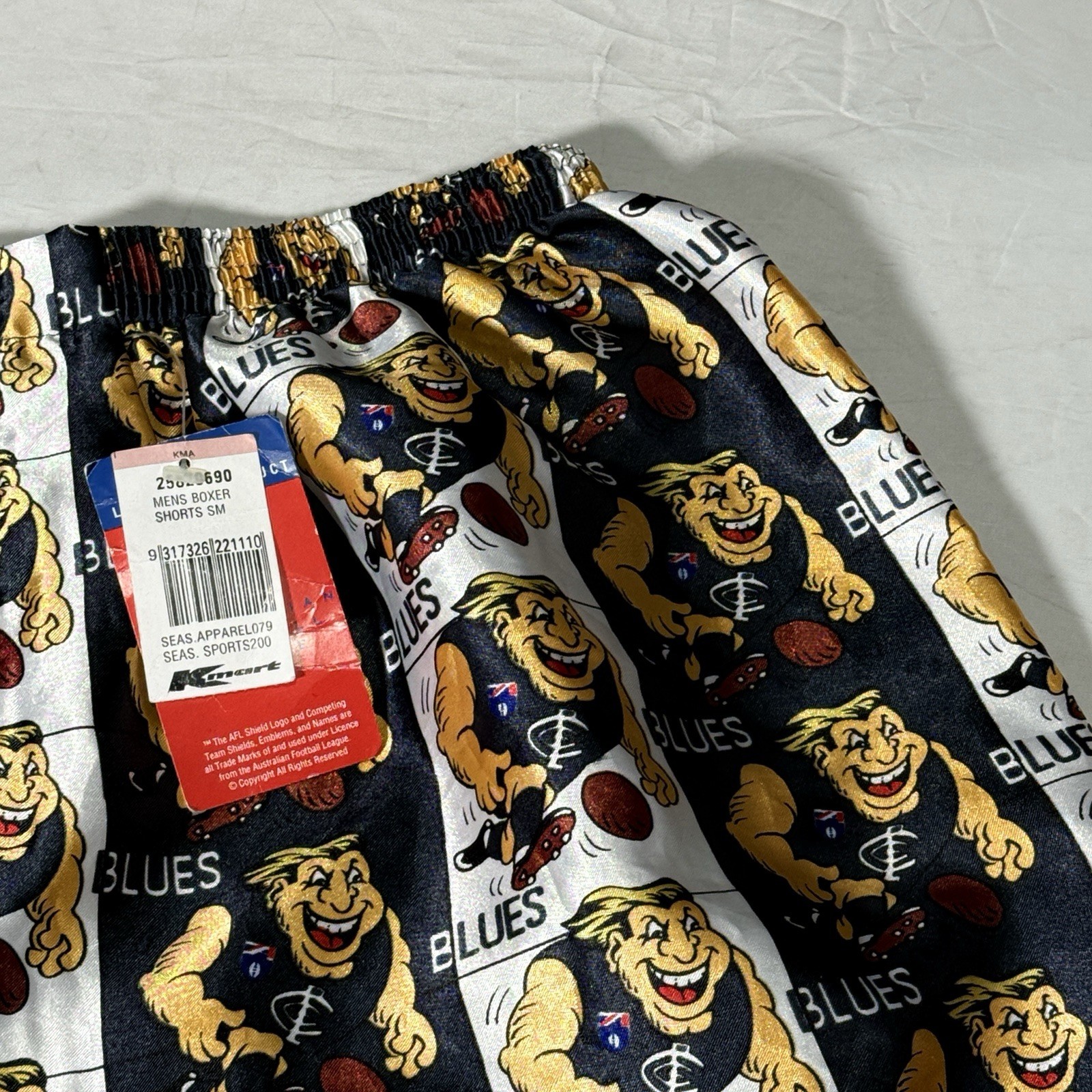 Vintage New Carlton Blues Satin AFL Boxer Shorts Small Stunning image 5