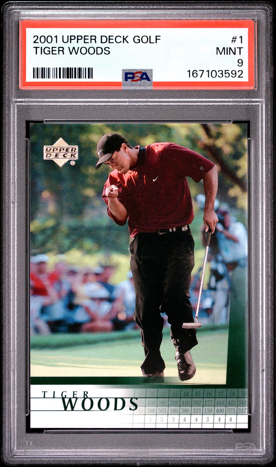 2001 UD GOLF #1 TIGER WOODS PSA 9