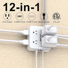 5Ft Braided Extension Cord - Surge Protector Power Strip - QUICK 2-DAY SHIPPING!