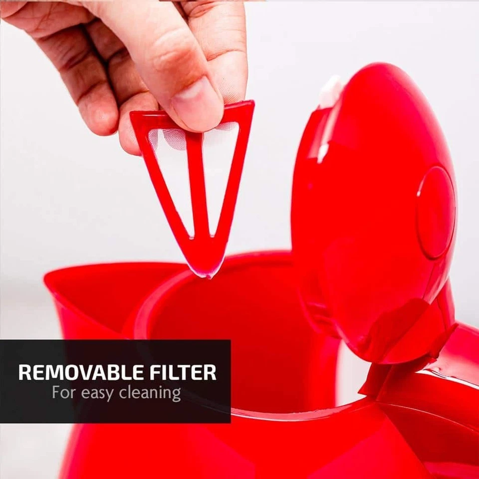 Электрический чайник OVENTE 2,09 фунта - КРАСНЫЙ на 7 чашек без бисфенола А с автоматическим отключением и фильтром - Изображение 4 из 4