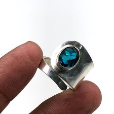 Blue Apatite Gemstone 925 Sterling Silver Handmade Designer Jewelry Ring Gift