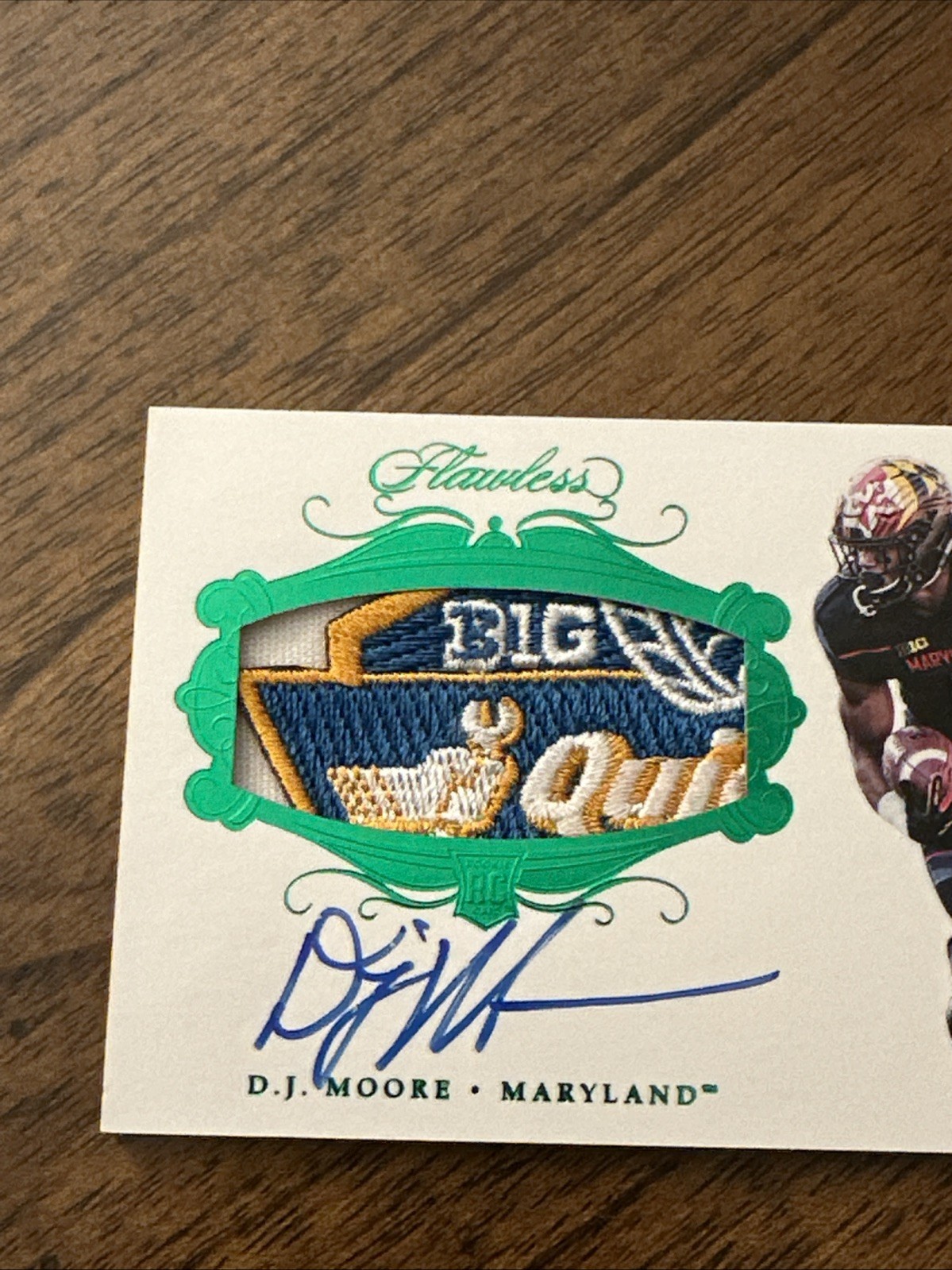 DJ Moore-Rookie Bowl Patch 1/5 Auto-2018 Panini Flawless-Maryland/Buffalo Bills view 2