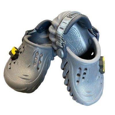 Crocs Echo Clog Toddler Boys Size 5 Construction Truck Jibbitz Gray Waterproof