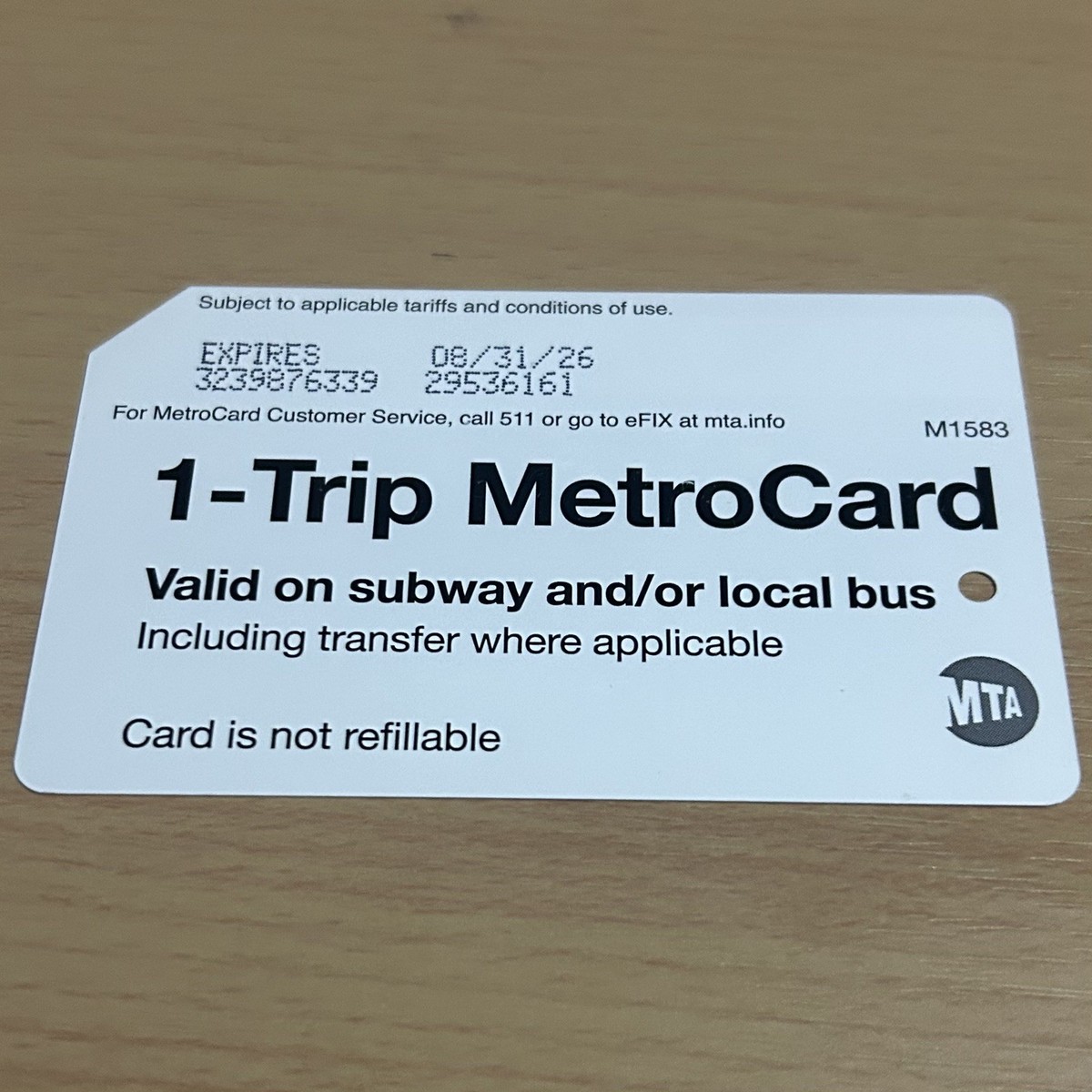MTA's Iconic MetroCard (1-Trip Variant, Used) - NYC Transit