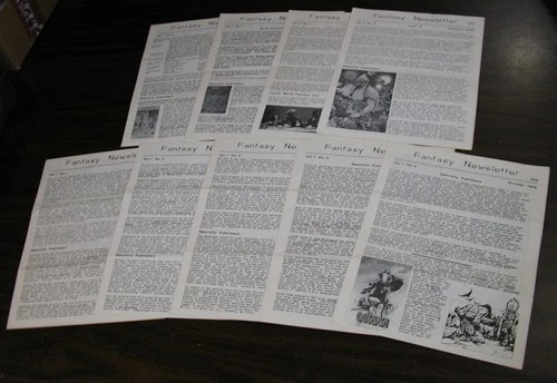 First Nine Issues FANTASY NEWSLETTER 1970's Vintage F & SF Fanzines #1 thru #9