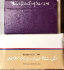 1986 Proof & Uncirculated Annual US Mint Coin Sets PDS 15 Coins