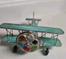 Vintage Stained Glass Kalidiscope Plane Turquoise Iridescent BEAUTIFUL RARE