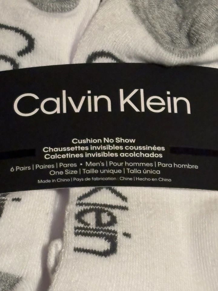 Calvin Klein No Show Calcetines 6 Pares Hombre Cojín Blanco Gris Talla 7-12 Foto 2 de 4