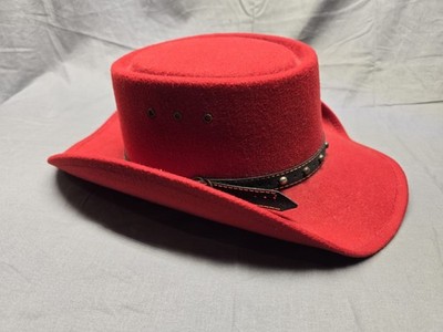 Western Express Hat Cowboy Strap Back Small Medium Red Felt Western Studded Mens