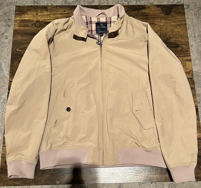 Brooks Brothers Mens Tan Beige Harrington Jacket Tartan Lining Large MINT COND