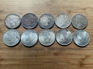 US Peace Silver Dollar Roll of 10 coins Circulated /Cull Dates