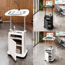 Mobile Laptop Stand Desk Standing or Sitting Rolling Adjustable Computer Cart