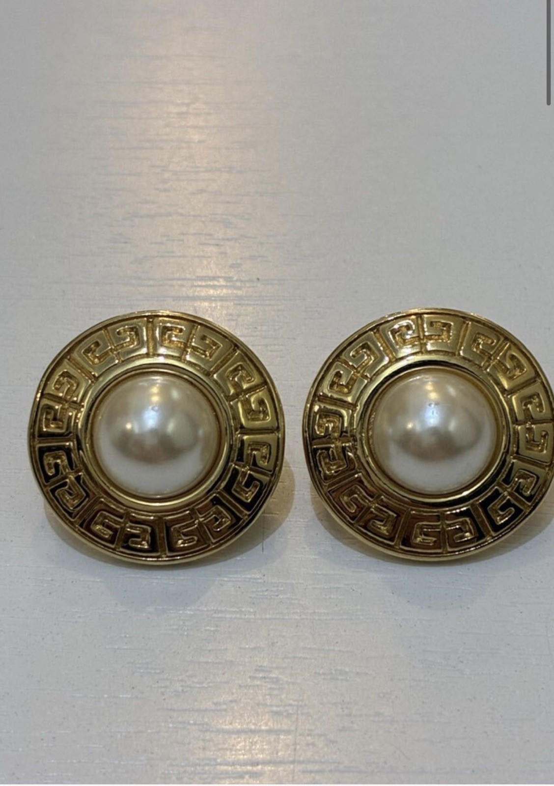 Vintage Givenchy Faux Pearl Clip-On Earrings | Gold Tone | 80s 90s Designer image 3