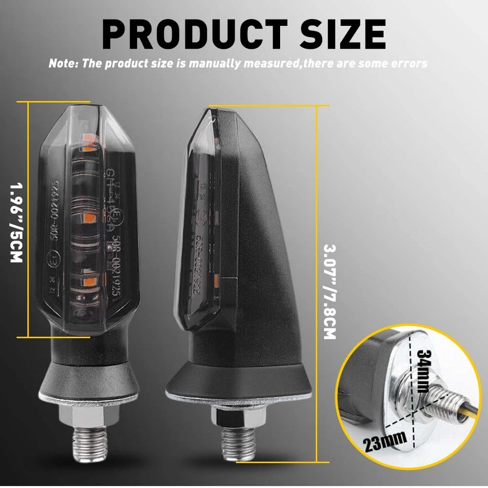 4X Mini LED Universal Indicador de Señal de Giro Moto Ámbar Intermitente Luz Negro Foto 4 de 4