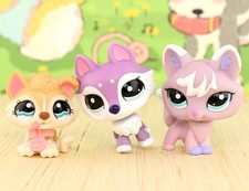 3lot Fox 2400 Husky and Baby Dog Cute LPS Collectable Toys Kids Gift Pets Animal