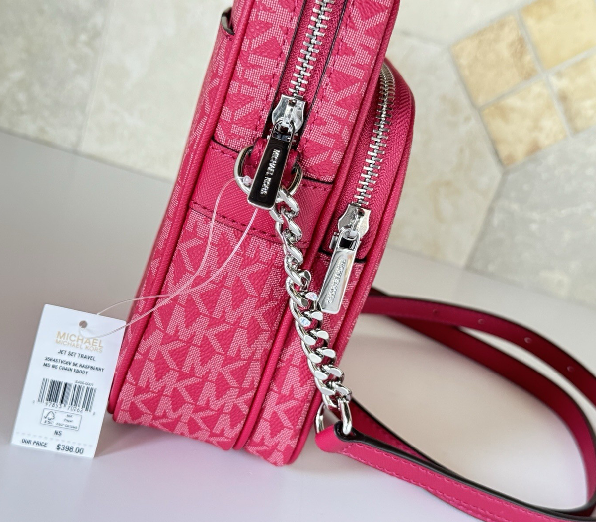 MICHAEL KORS JET SET TRAVEL MEDIUM FLIGHT CHAIN CROSSBODY BAG MK