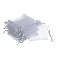 Organza Bags, 50 Pcs 3.54x2.8 Inch Drawstring Mini Pouches, Gray