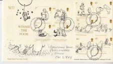 GB ROYAL MAIL FDC 2010 WINNIE THE POOH STAMP SET  MINIATURE SHEET HANDWRITTEN