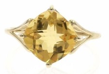 Natürlicher Citrin Edelstein Handgemachter Cocktailring 10k Gelbgoldring I312