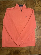 NWT Brooks Brothers Mens Large Orange/Coral 1/4 Zip Knit Pullover