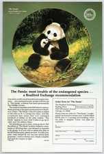1990 Vintage Print Ad Bradford Exchange Panda Plate Endangered Species