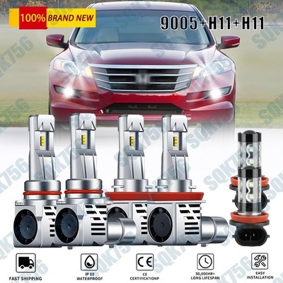 For Honda Accord Crosstour 2010-2011 6X LED Headlight Bulbs Hi Lo Beam + Fog A+