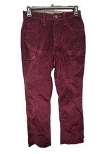 Universal Thread Women's High Rise Ankle Bootcut Corduroy Pants Size 0R Burgundy