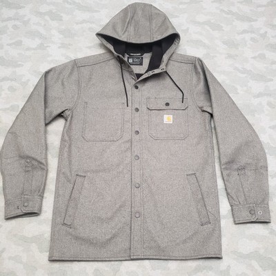 Carhartt Jacket Mens Small Gray Relaxed Fit Hooded Snap Rain Defender Workwear