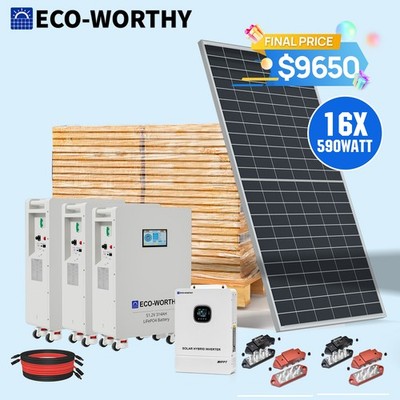 ECO-WORTHY 9440W Solar Panel +10KW 120V/240V inverter & 48KWh Lithium Battery