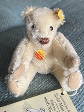 Tiny Steiff XS White Mohair Jtd Miniature Mini Bears 3.5 All Tags NR
