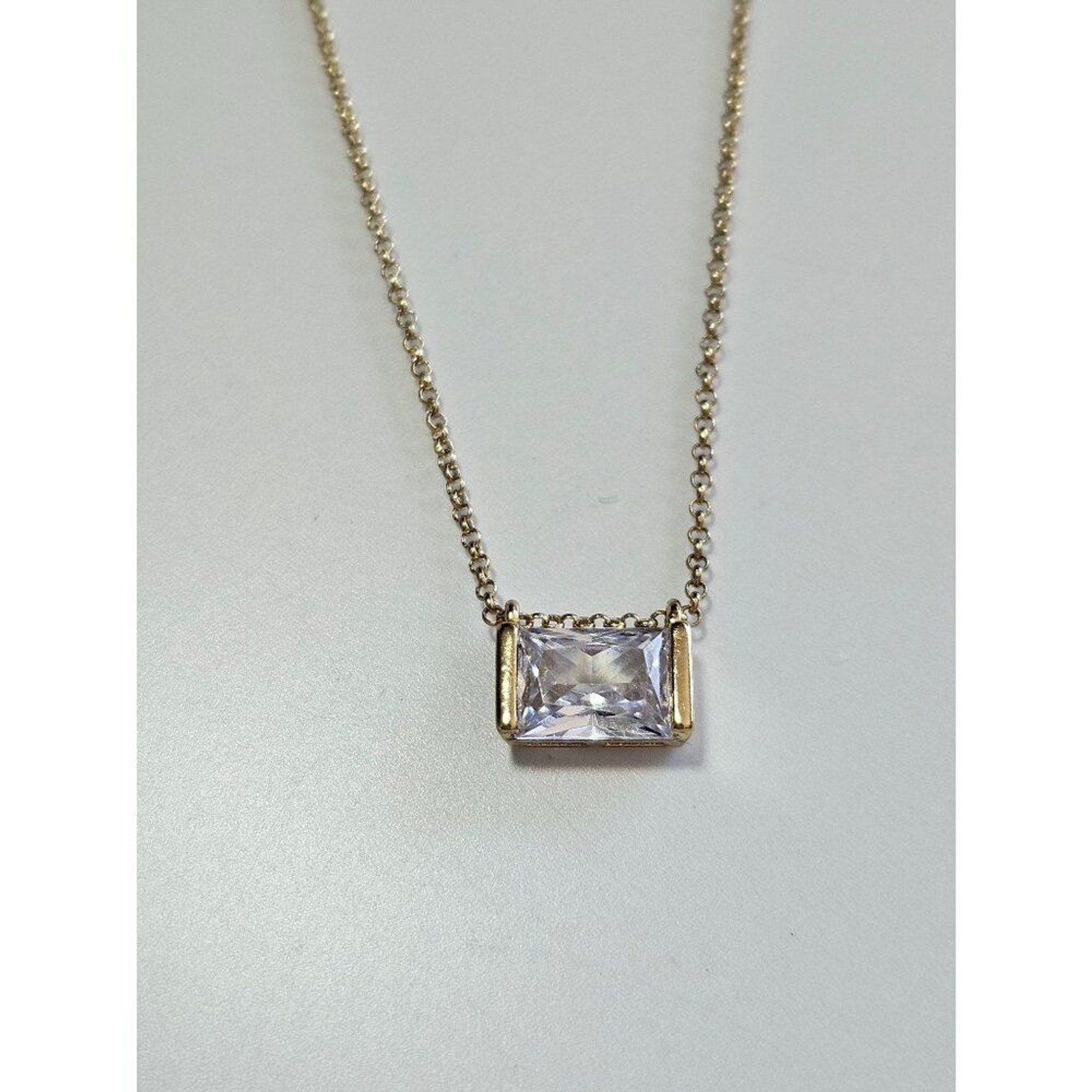 Gold tone clear rectangular rhinestone necklace 1… - image 13