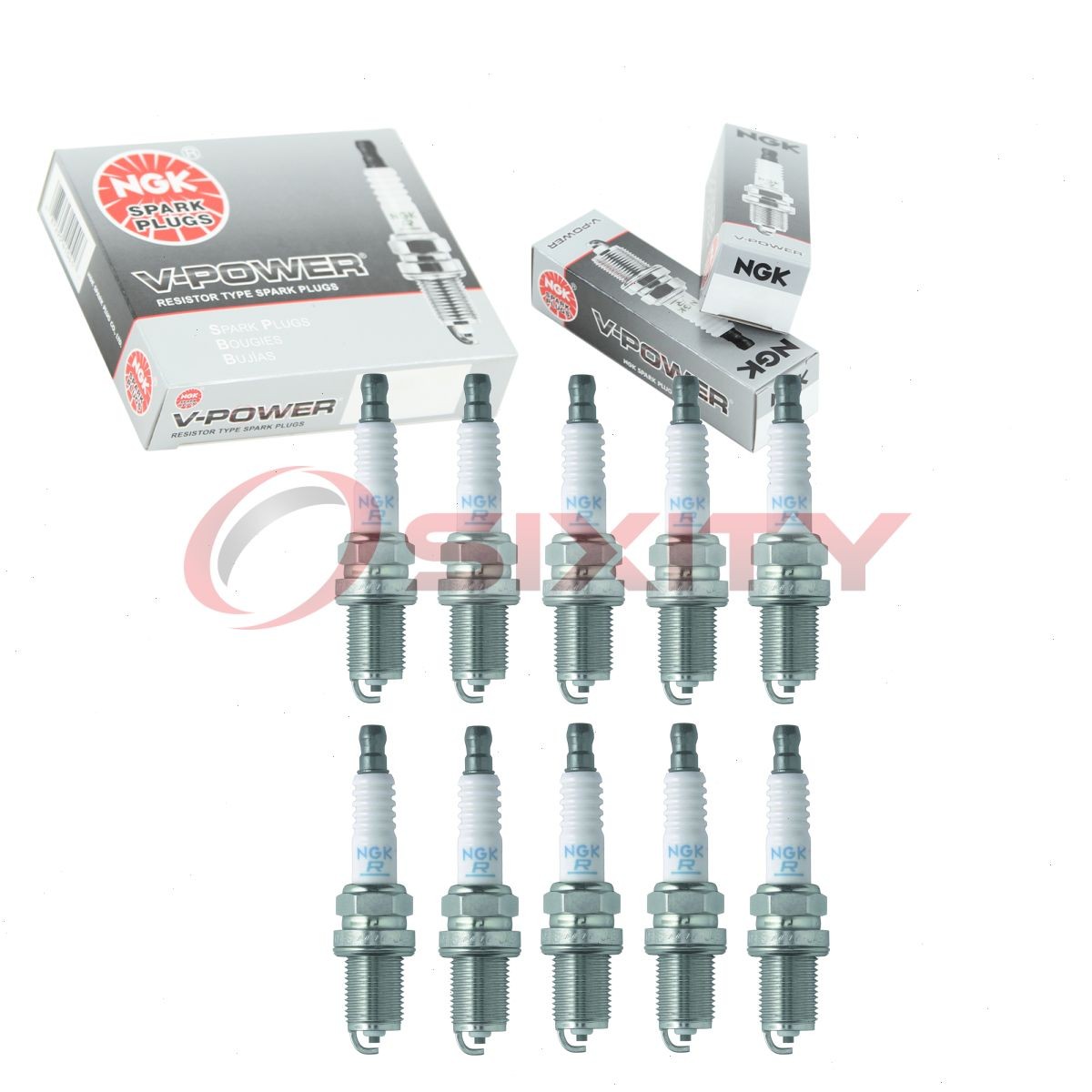 10 pc NGK 5155 FR4 V-Power Spark Plugs for SP424 Q16PR-U FR8DX FR8DCX FR8DC js