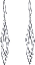 S925 Sterling Silver Trendy Dangle Drop Stud Loops Hoop Earrings for Women Jewel