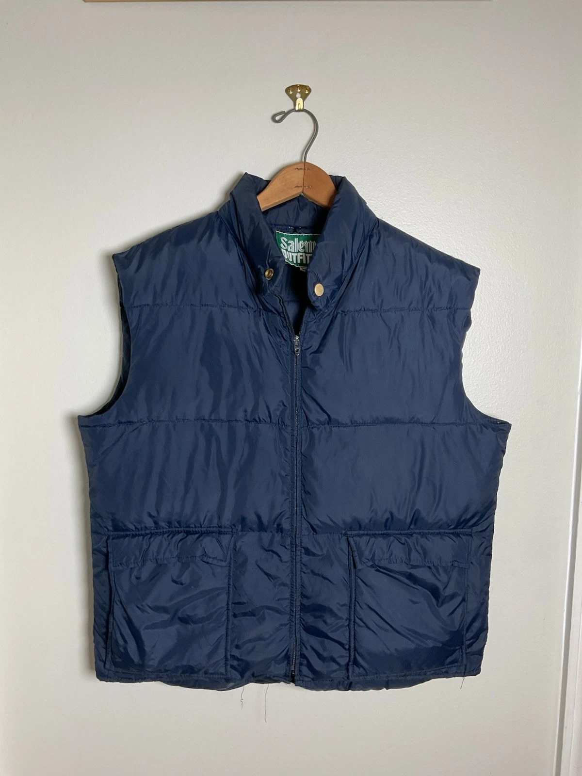 Vintage 1980s Goose Down Navy Blue Puffer Vest Full Zip 80s Retro USA Made
