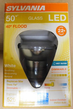 Sylvania 50w Glass LED-white,dimmable,525 Lumens,Wet Rated
