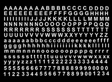 Block Font Letters Numbers 299 pcs 3/16 Inch White Fused Glass Decals