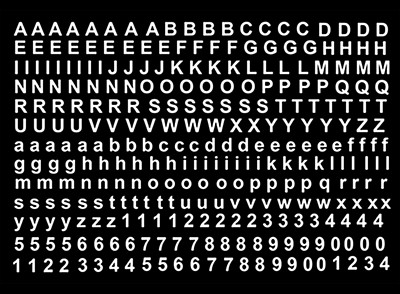 Block Font Letters Numbers 299 pcs 3/16 Inch White Fused Glass Decals