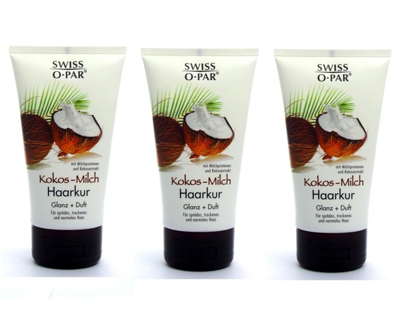 3X 150Ml Swiss O Par Kokos-Milch Haarkur Glanz + Duft 3Er Pflege-image